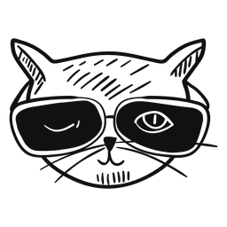 Cat with sunglasses hand drawn PNG Design Transparent PNG