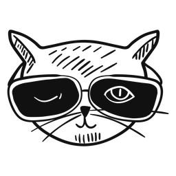 Gato com óculos de sol desenhado à mão Desenho PNG
