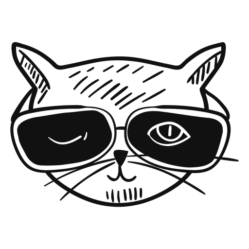 Cat with sunglasses hand drawn - Transparent PNG & SVG vector file