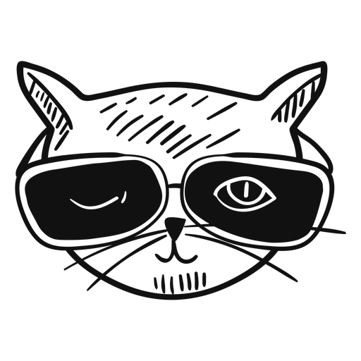 Gato com óculos de sol desenhado à mão Desenho PNG