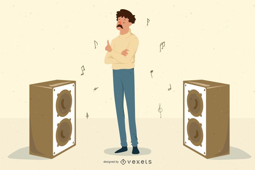 Chico de musica con altavoces Chico de musica con altavoces