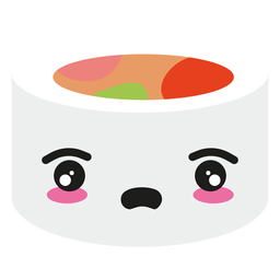 Rolinho de sushi com rosto kawaii decepcionado Desenho PNG