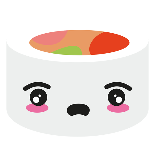 Disappointed kawaii face sushi roll PNG Design
