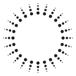 Halftone sun rays circle