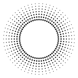 Halftone sun rays circle icon
