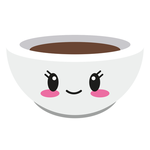 Xícara de café com rosto kawaii feliz Desenho PNG