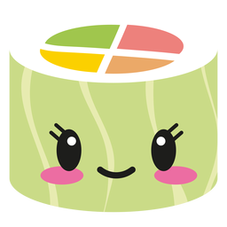 Comida de rollo de sushi de cara kawaii feliz Diseño PNG