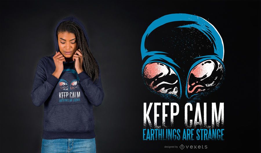 Mantén la calma diseño de camiseta extraterrestre. Mantén la calma diseño de camiseta extraterrestre.