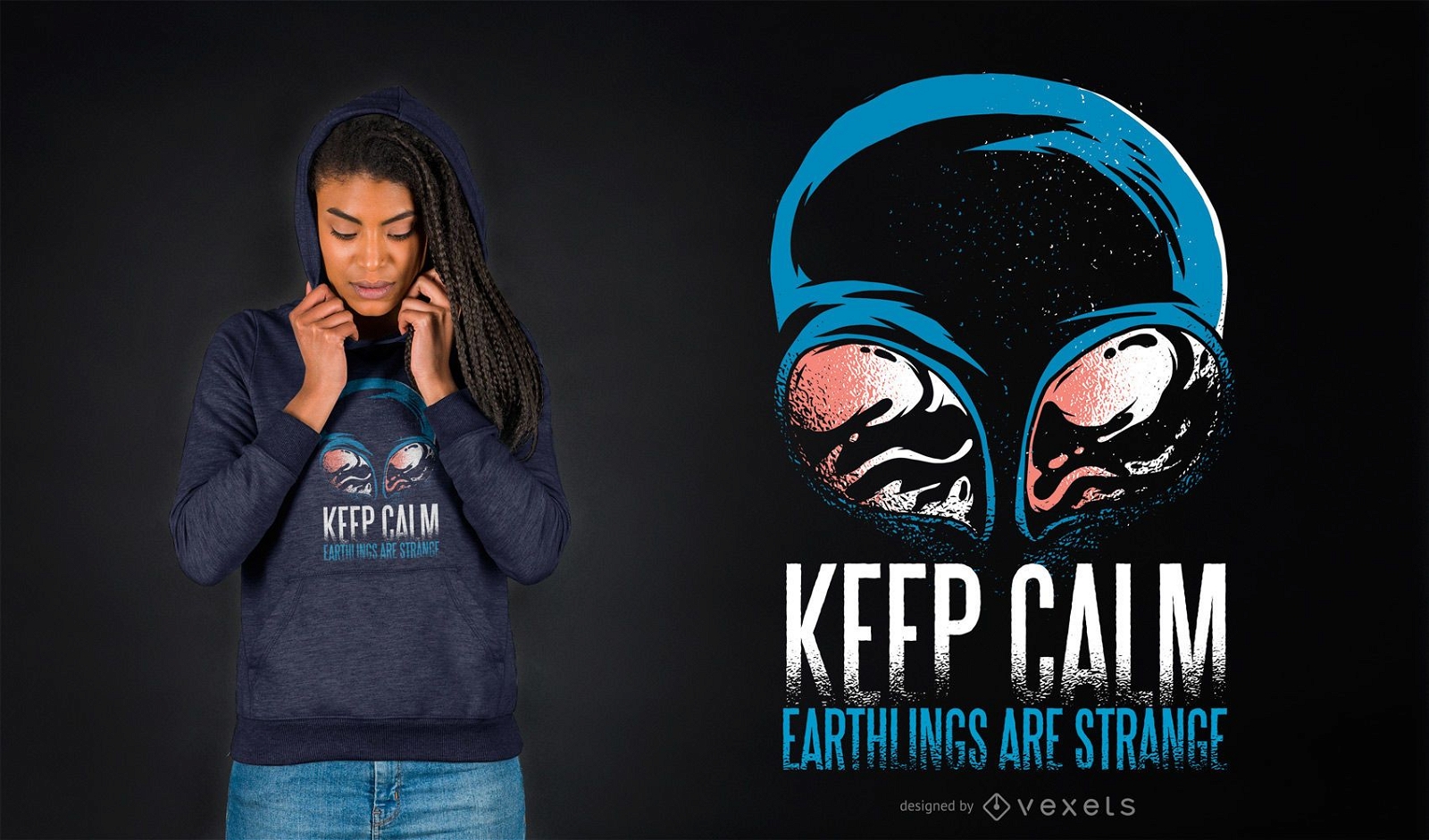 Keep calm alien t-shirt design