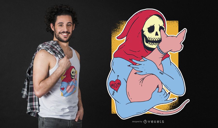 Skeleton holding cat t-shirt design Skeleton holding cat t-shirt design
