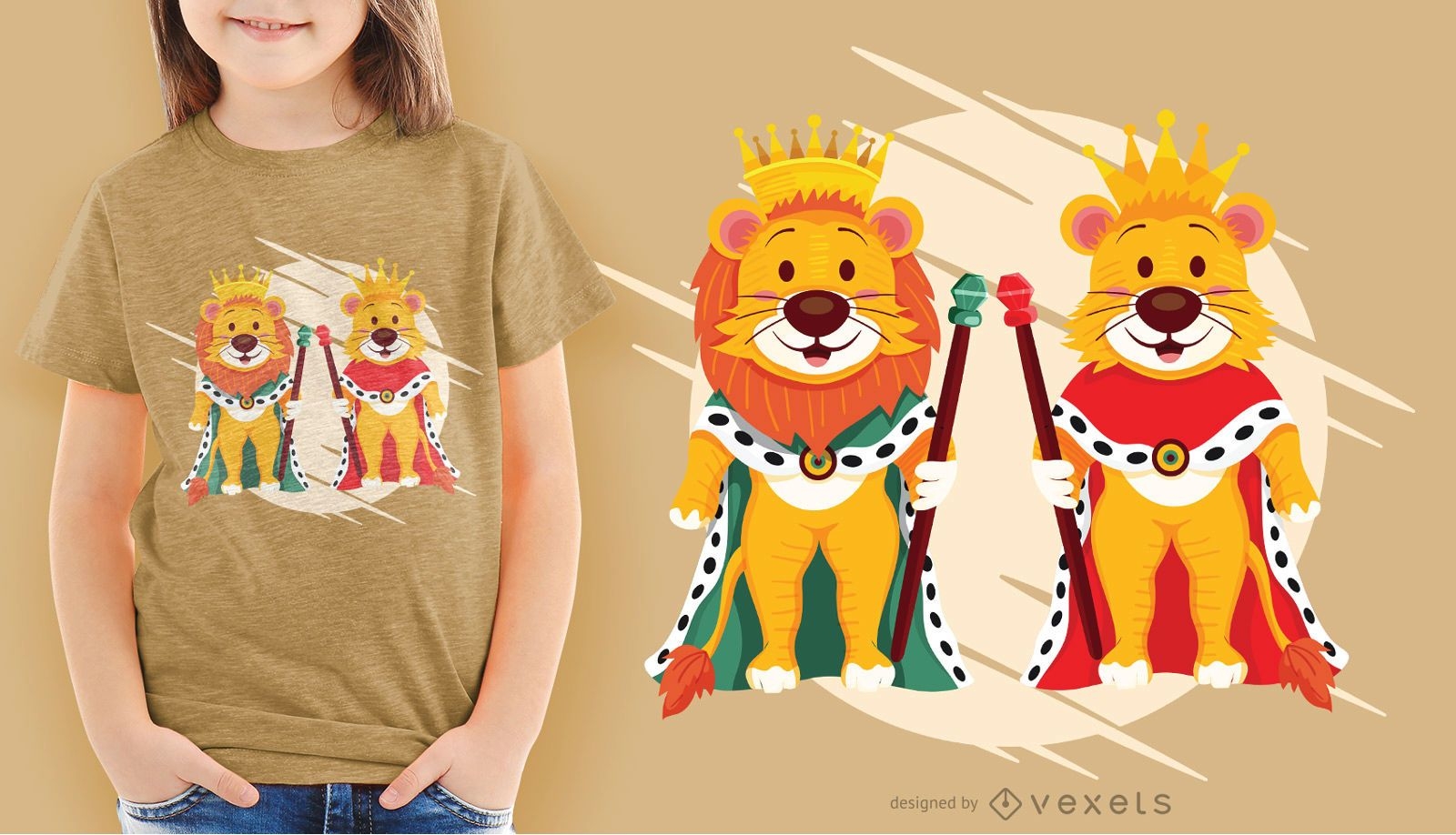 Design de camisetas do Rei Le?o e Rainha