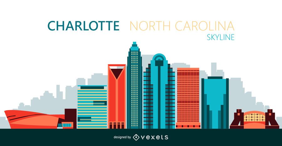 Charlotte city skyline illustration Charlotte city skyline illustration