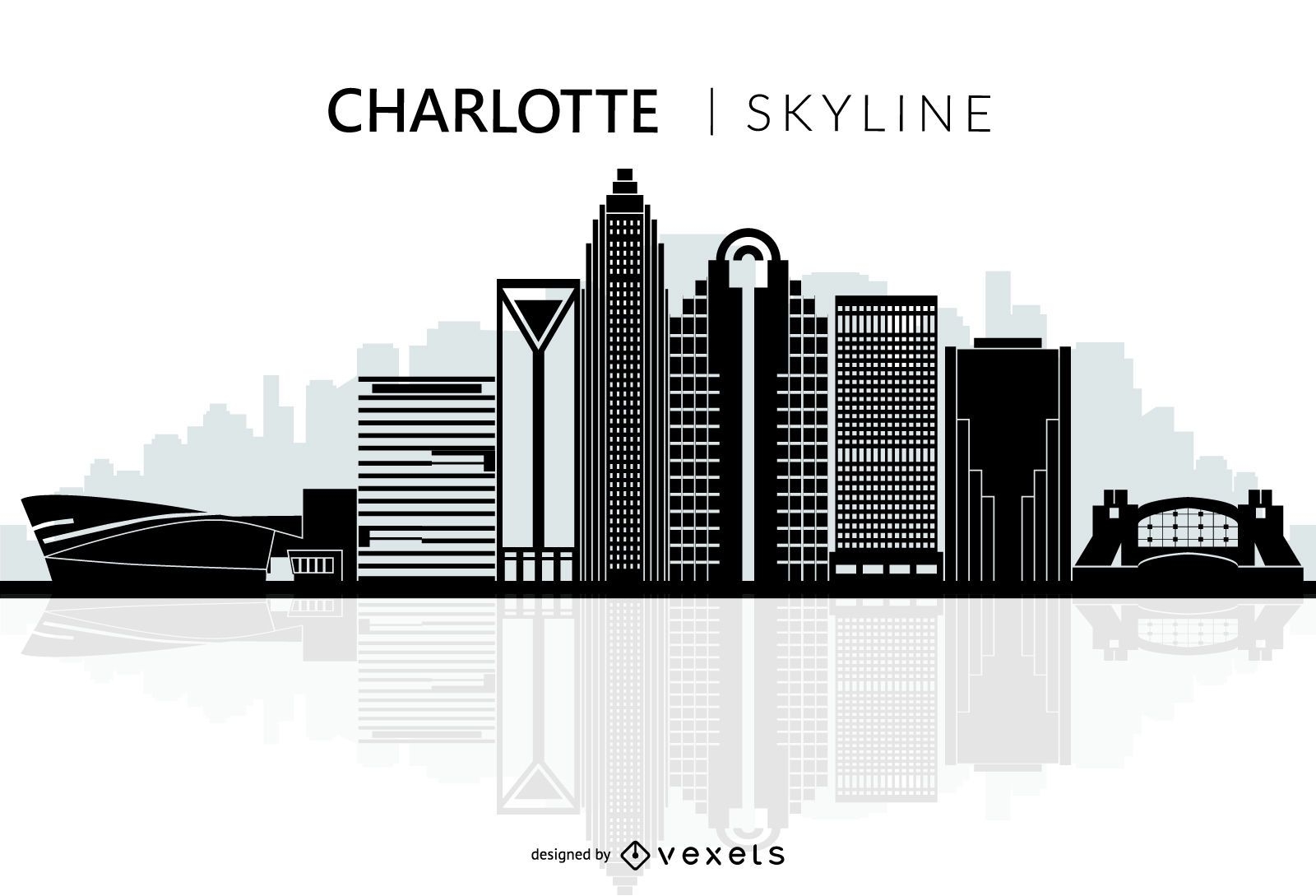 Charlotte City Skyline Silhouette