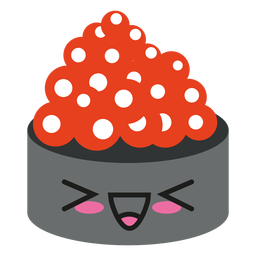 Kawaii Gesicht Lachsrogen Sushi PNG-Design