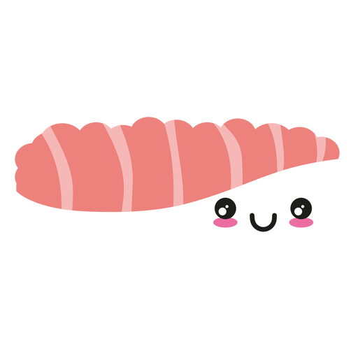 Sushi de sashimi de salm?n con cara kawaii Diseño PNG