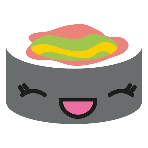 Icono de rollo de sushi de cara kawaii
