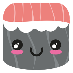 Rollo de sushi de atún con cara kawaii Diseño PNG