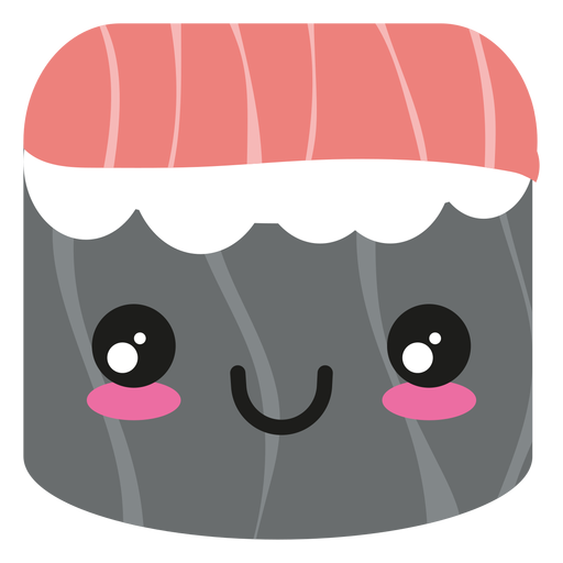 Kawaii face tuna sushi roll PNG Design