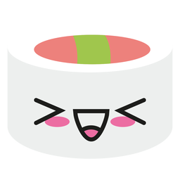 Riendo kawaii emoticon sushi Diseño PNG