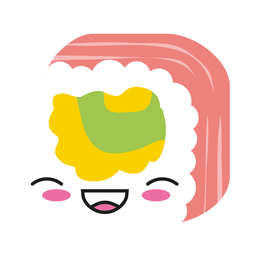 Ícone de emoticon kawaii de sushi rindo Desenho PNG