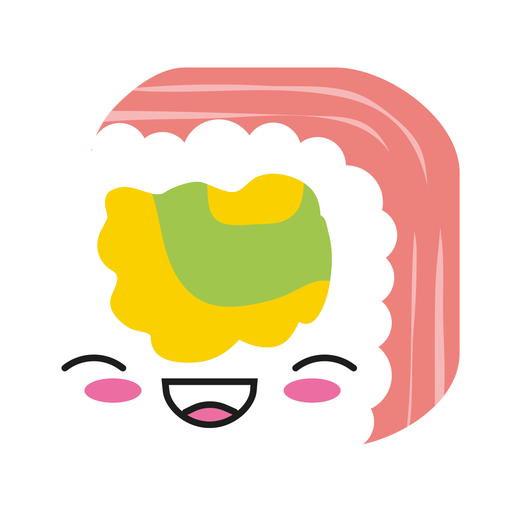 Laughing kawaii emoticon sushi icon PNG Design