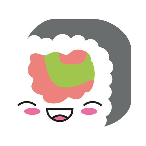Laughing kawaii emoticon sushi roll PNG Design