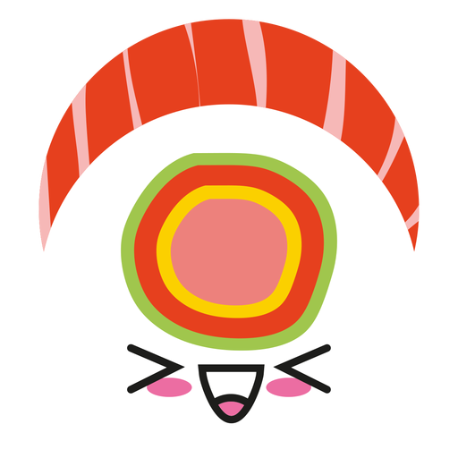 Loudly laughing kawaii face sushi PNG Design