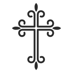 Verzierte christliche Kreuzstrichikone PNG-Design