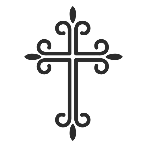 Icono de trazo de cruz cristiana adornado Diseño PNG