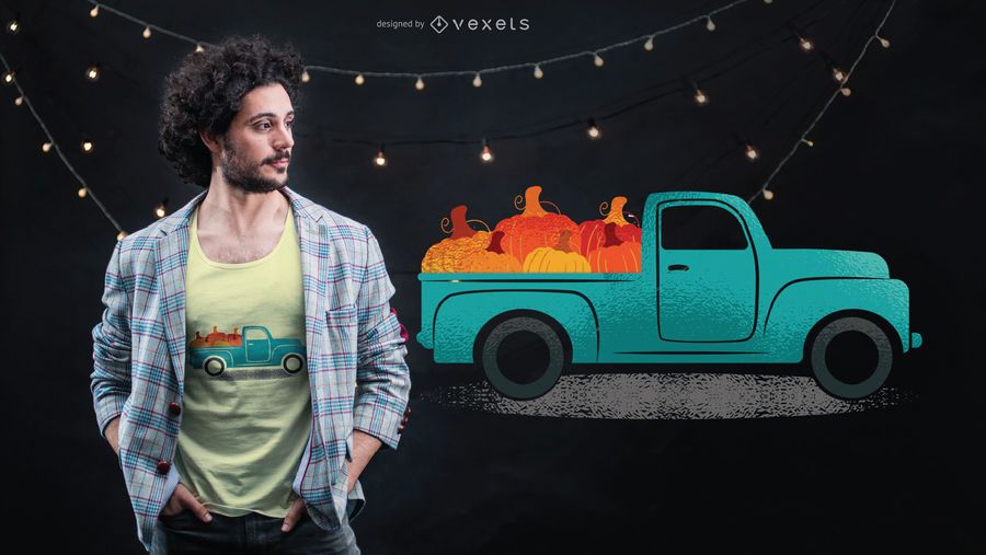 Vintage Truck With Pumpkins In The Back T-shirt Design Vintage Truck With Pumpkins In The Back T-shirt Design