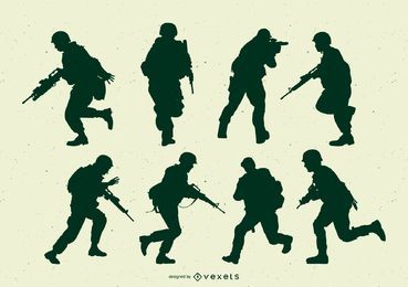 Army Soldiers Action Silhouette Set Army Soldiers Action Silhouette Set