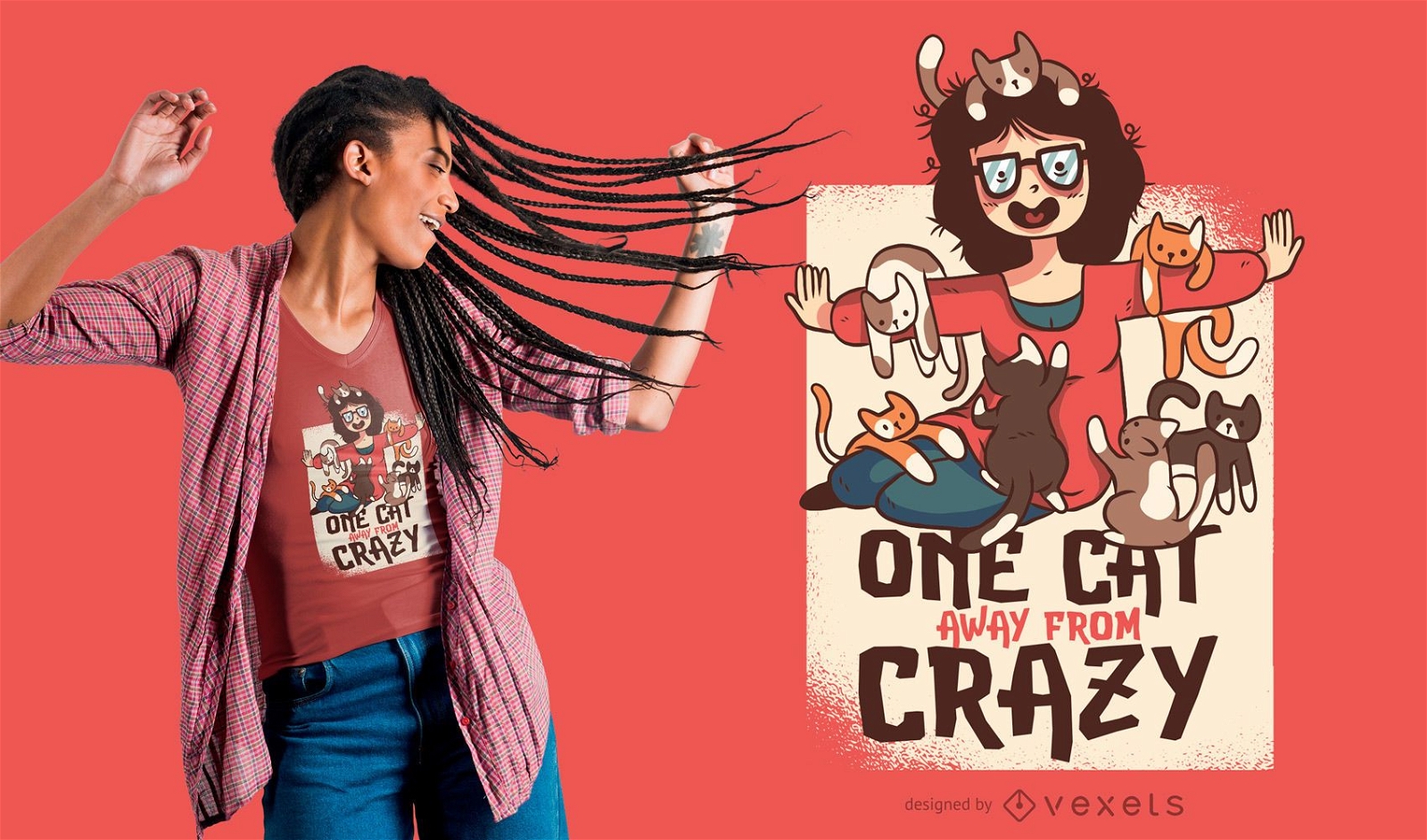 Crazy Cat Lady Funny T-shirt Design
