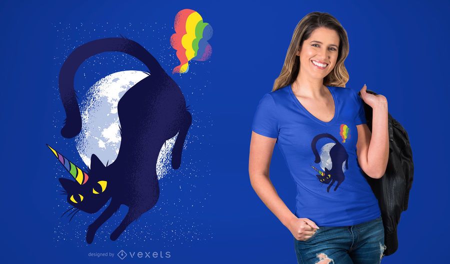 Caticorn Cat Unicorn Graphic T-shirt Design Caticorn Cat Unicorn Graphic T-shirt Design