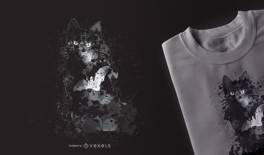 Design de t-shirt do gato preto Halloween Design de t-shirt do gato preto Halloween