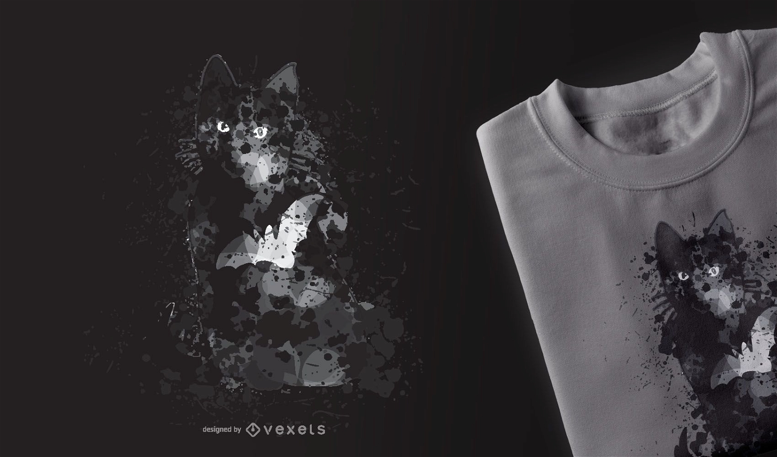 Design de camiseta do gato preto para o Dia das Bruxas