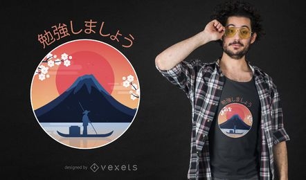 Design de camiseta da montanha Fuji