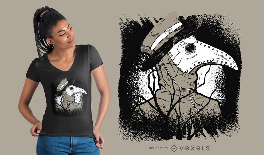 Download Dark Plague Doctor T-shirt Design - Vector Download