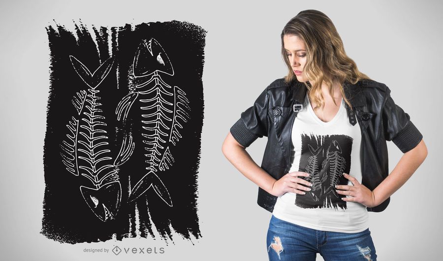 Diseño de camiseta de huesos de pez oscuro Diseño de camiseta de huesos de pez oscuro