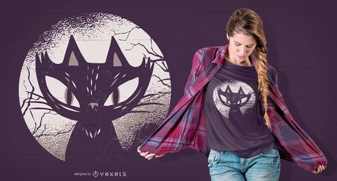 Diseño de camiseta de gato oscuro