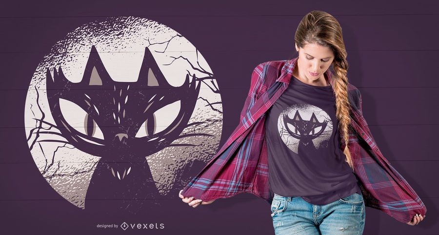 Design de t-shirt gato escuro Design de t-shirt gato escuro