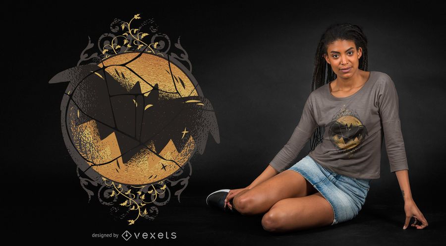Diseño de camiseta de murciélago oscuro Diseño de camiseta de murciélago oscuro