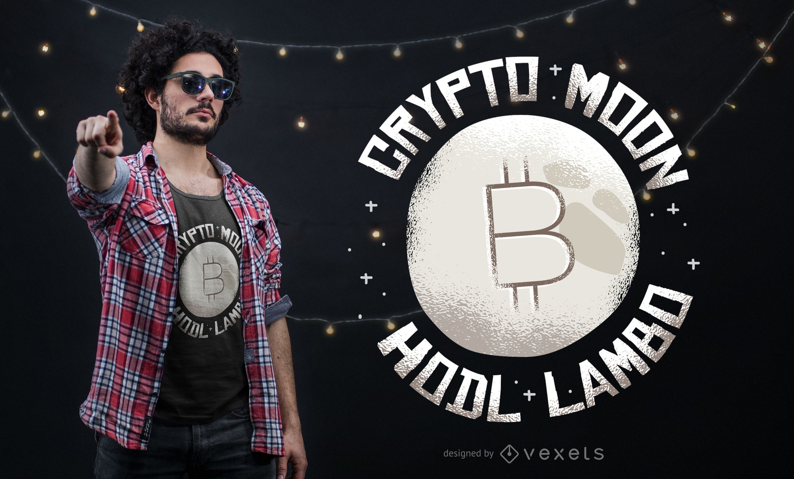 Design de camiseta de lua criptográfica