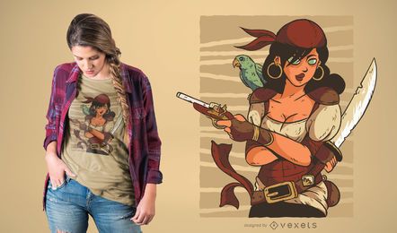 Design de t-shirt pirata feminino Design de t-shirt pirata feminino