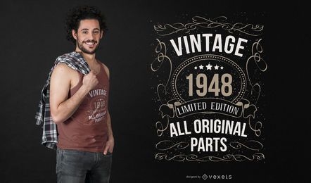Diseño de camiseta gráfica de cumpleaños vintage