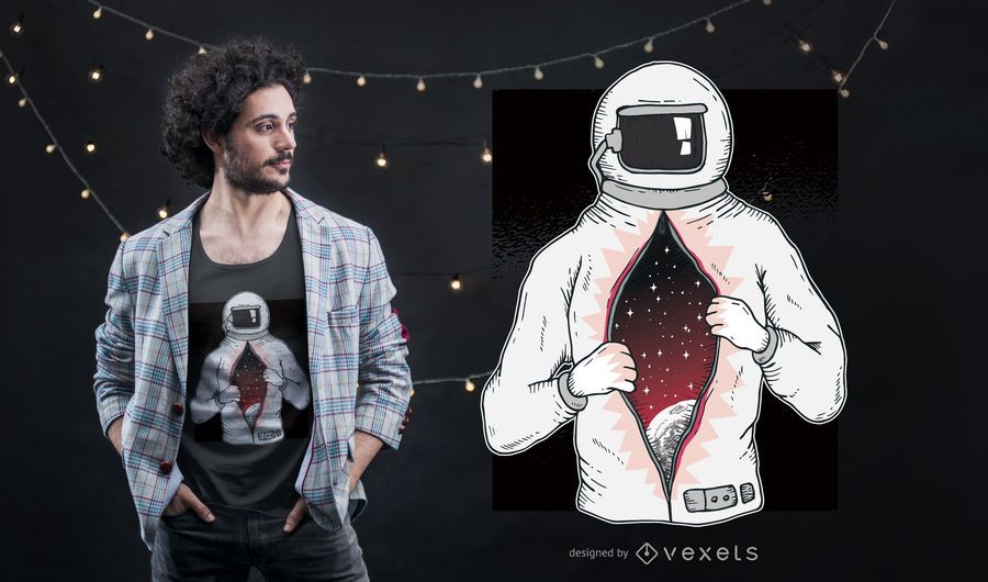 Astronauta con universo dentro de la camiseta de diseño Astronauta con universo dentro de la camiseta de diseño