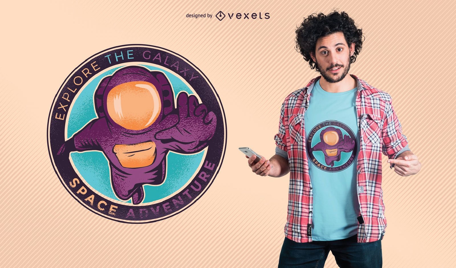 Design de camisetas de aventura no espaço