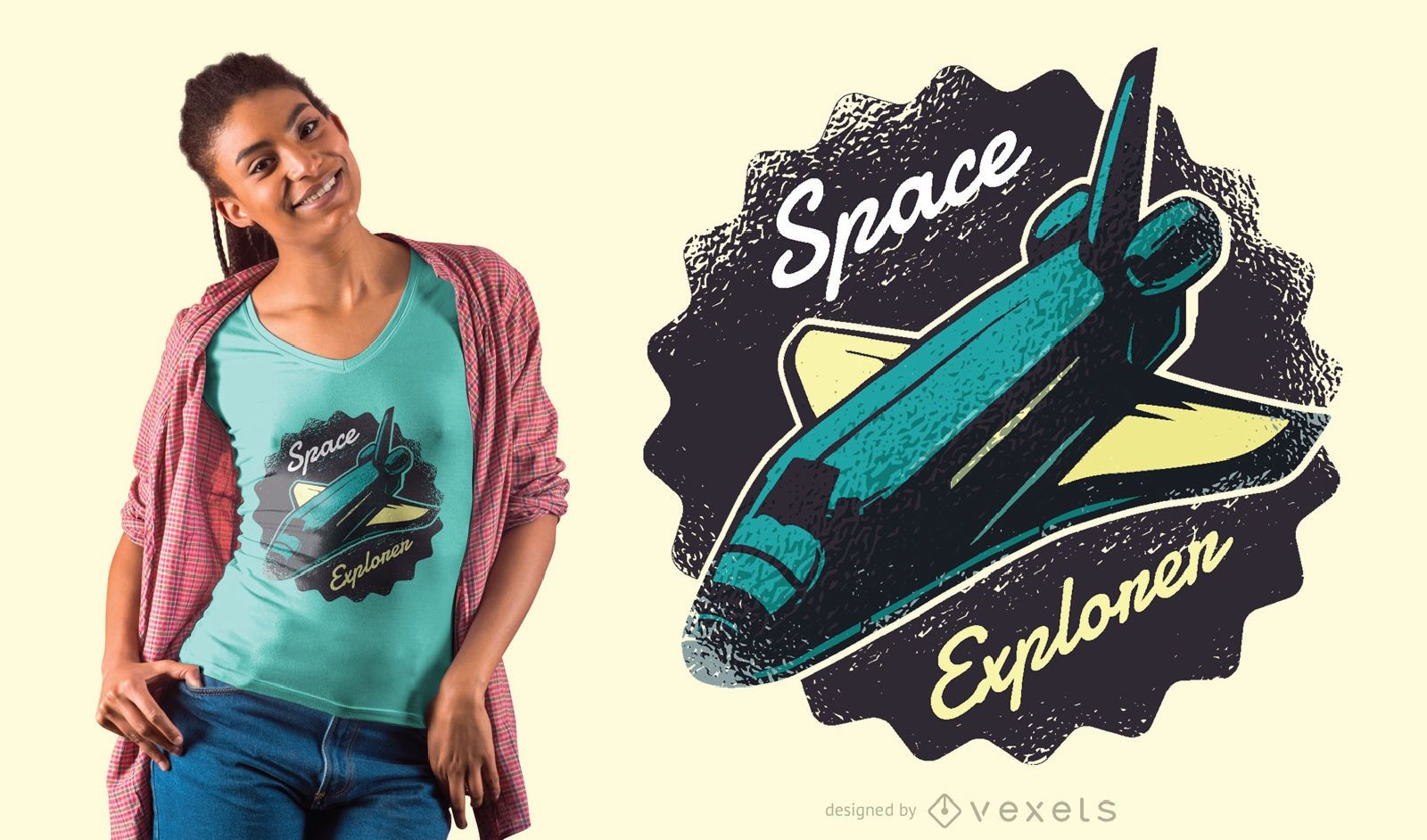 Design de camiseta do ônibus espacial explorador