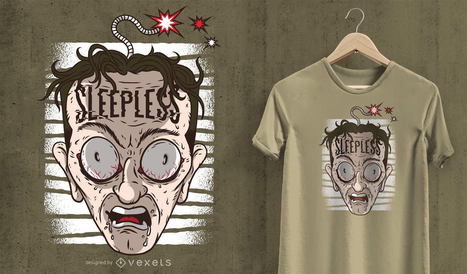 Sleepless head t-shirt design