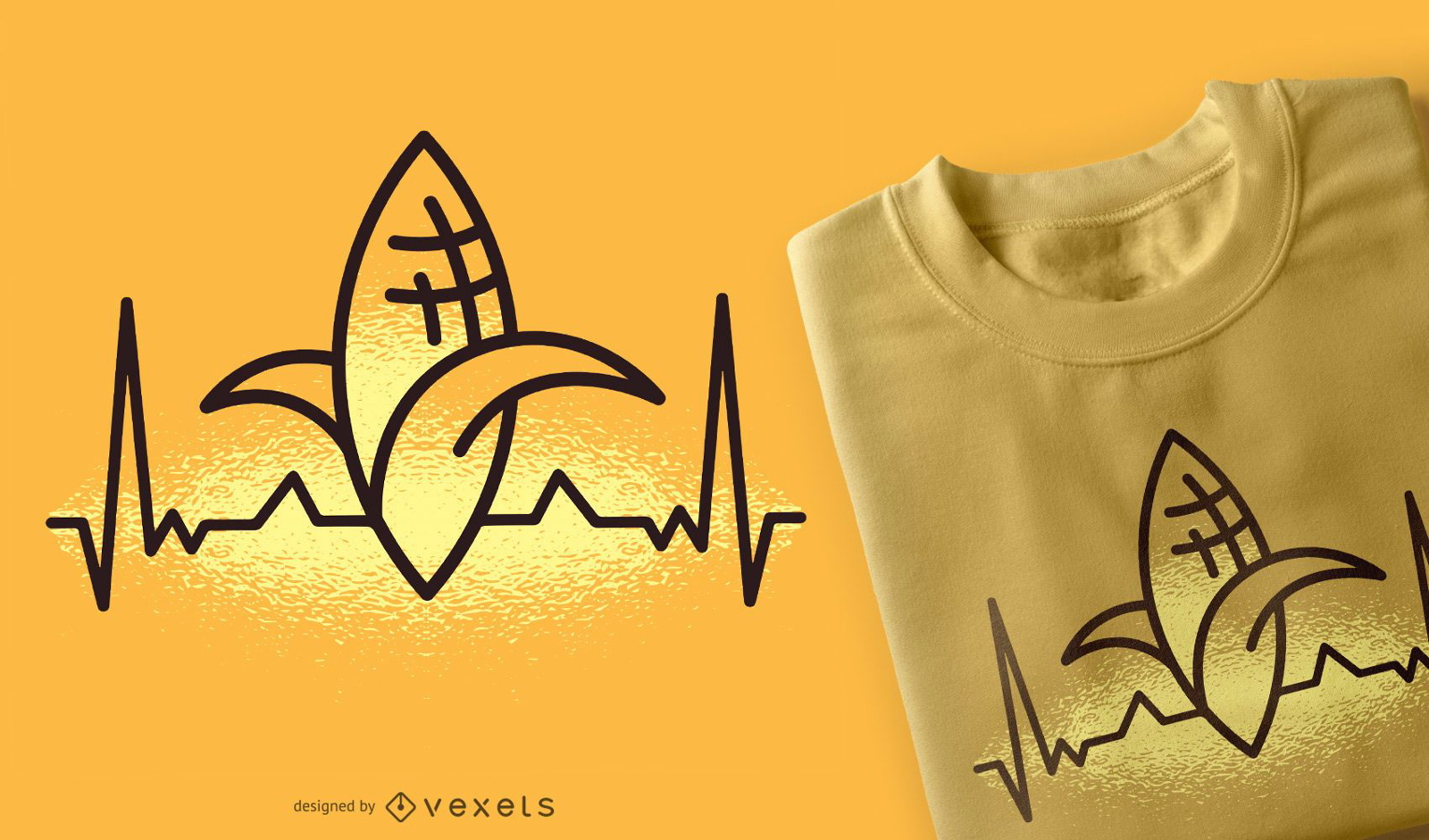 Design de t-shirt agrícola Corn Heartbeat ECG
