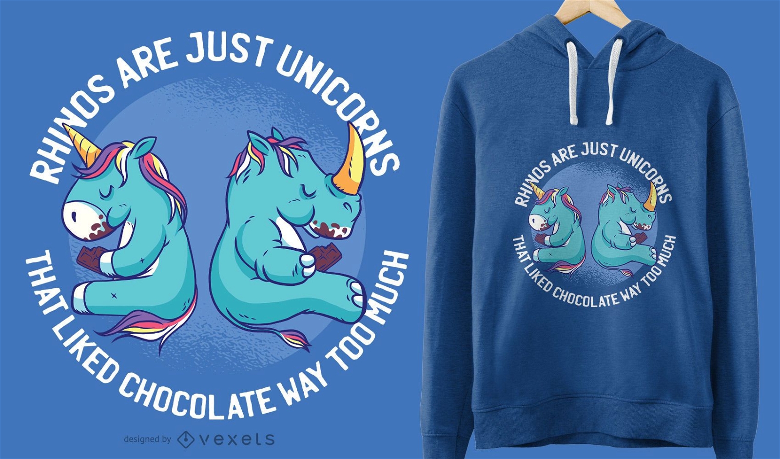 Unicorn and Rhino Graphic T-shirt Design